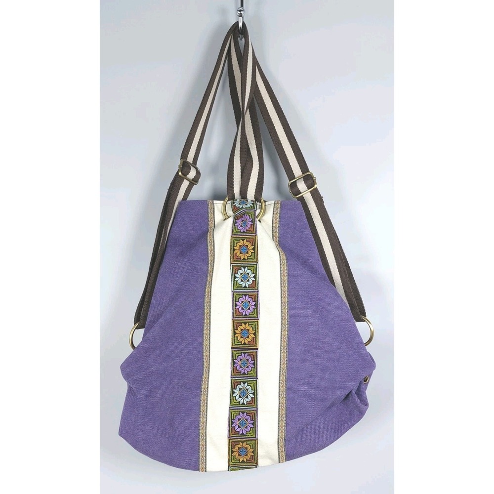Canvas Boho Backpack Bag Tote Light Purple Unique Indie Hippie Eclectic Unusual